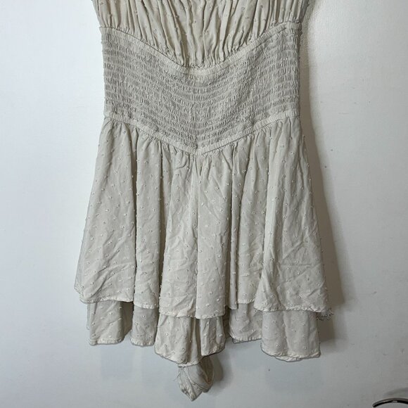 Urban Outfitters Cream Ruffle Smocked Romper ROMantic SmalL S WOMENS - Picture 4 of 10